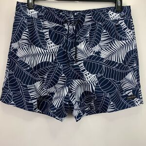 Perry Ellis Mens Palm Floral Print 7" Swim Trunks Navy Blue 2XL